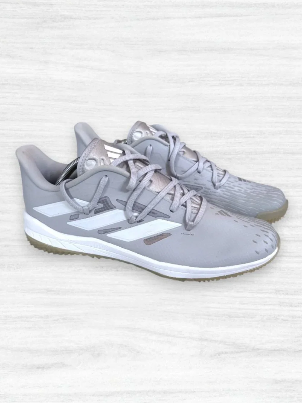 Adidas Mens Grey Silver Metallic Icon Turf Baseball Trainer Shoes Size 10